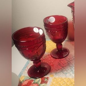 ❤Princess House Ruby Pedestal Glasses❤Set of 4 NEW IN BOX 📦